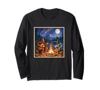 Funny Bigfoot Camping Alien Nessie Sasquatch Campfire Art Maglia a Manica