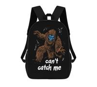 Funny Bigfoot Can't Catch Me Printed 17 Inch Daypack unisex zaino a tracolla zaino da viaggio per computer portatile per donne uomini