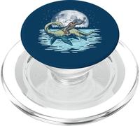 Funny Bigfoot Riding Nessie Loch Ness Monster & Full Moon PopSockets PopGrip per MagSafe