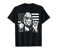 Funny Bigfoot Rock American USA Flag Patriotic 4th Of Luglio Maglietta
