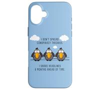 Funny Birds Chatting: I Don't Spread Conspiracy Theories Custodia per iPhone 16 Plus