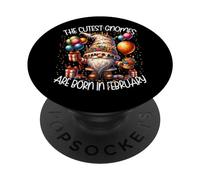 Funny Birthday Gnome The Cutest Gnomes Are Born In February PopSockets PopGrip Adesivo