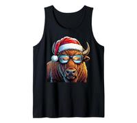 Funny Bison Buffalo with Sunglasses Santa Hat Snow Christmas Canotta
