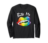 Funny Bite Me Halloween Costume Vampire Lips LGBTQ+ Pride Maglia a Manica