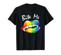 Funny Bite Me Halloween Costume Vampire Lips LGBTQ+ Pride Maglietta