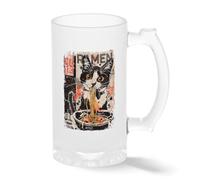 Funny Black and White Cat Noodle Lover Novelty Cup - Anime Style Gag Gift for Men & Women Trasparente tazza di birra Stein 0.5L