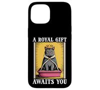 Funny Black Cat A Royal Gift Awaits You Lettiera per gatti Custodia per iPhone 15