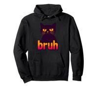 Funny Black Cat Bruh Quotes Illustration Graphic Designs Felpa con Cappuccio