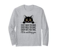 Funny Black Cat - Every Snack You Make - Retro Peeking Cat Maglia a Manica