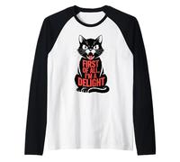 Funny Black Cat First of all I'm a Delight Roaring Cat Lover Maglia con Maniche Raglan