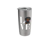Funny Black Dachshund LOVE Design Bicchiere termico in acciaio inox doppia parete