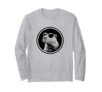 Funny Black Logo Sunglasses Lover Capybara Vibes Maglia a Manica
