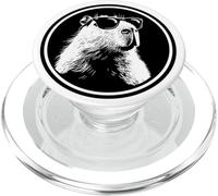 Funny Black Logo Sunglasses Lover Chill Capybara Vibes PopSockets PopGrip per MagSafe