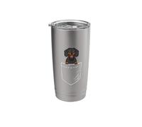 Funny Black Pocket Dachshund Lover Bicchiere termico in acciaio inox doppia parete