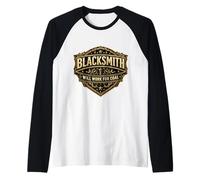 Funny Blacksmith lavorerà per Lo Scherzo del fabbro del Carbone Maglia con Maniche Raglan