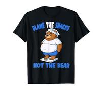 Funny Blame The Snacks Not The Bear Gym Grumpy Workout Men Maglietta