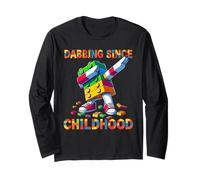 Funny Blocks Bricks Master Builder Dabbing Since Childhood Maglia a Manica