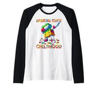 Funny Blocks Bricks Master Builder Dabbing Since Childhood Maglia con Maniche Raglan