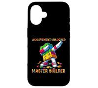 Funny Blocks Bricks Toy Achievement Unlocked Master Builder Custodia per iPhone 16