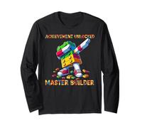 Funny Blocks Bricks Toy Achievement Unlocked Master Builder Maglia a Manica
