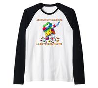 Funny Blocks Bricks Toy Achievement Unlocked Master Builder Maglia con Maniche Raglan