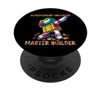 Funny Blocks Bricks Toy Achievement Unlocked Master Builder PopSockets PopGrip Adesivo