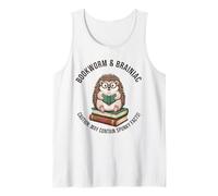 Funny Bookworm Book Lover Reader Hedgehog Design Uomini Donne Canotta