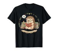 Funny Bookworm Book Lover Reader Hedgehog Design Uomini Donne Maglietta
