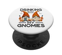 Funny Bourbon Lover Garden Gnomes Drinking With My Gnomies PopSockets PopGrip Adesivo