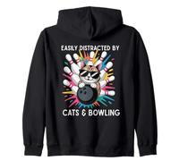 Funny Bowler Easily Distracted By Cats And Bowling Animal Felpa con Cappuccio