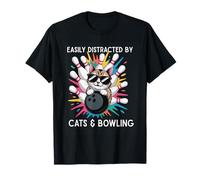 Funny Bowler Easily Distracted By Cats And Bowling Animal Maglietta