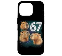 Funny Boys Girls 67 Meme Capybara Howling at The Moon 6 7 Custodia per iPhone 16 Pro