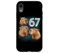 Funny Boys Girls 67 Meme Capybara Howling at The Moon 6 7 Custodia per iPhone XR