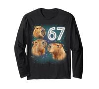 Funny Boys Girls 67 Meme Capybara Howling at The Moon 6 7 Maglia a Manica