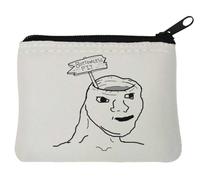 Funny Brainless Wojak Bottomless Pit Meme Neoprene portamonete 10x11cm Bianco