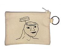 Funny Brainless Wojak Bottomless Pit Meme Portachiavi Portamonete Beige