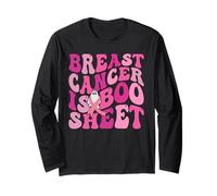 Funny Breast Cancer is Boo Foglio Fantasma Nastro Rosa Halloween Maglia a Manica