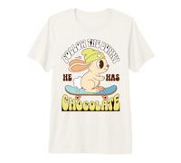Funny Bunny Chocolate Skateboard Saying Maglietta Premium