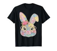 Funny Bunny Face Glasses Floral Patchwork Rabbit Easter Day Maglietta