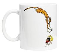 Funny Calvin And Hobbes Tazza Riutilizzabile in Vetro Bianco Per tè e Caffè Coffee Cup