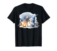 Funny Camper Dad Gnome At Campfire With Tent Love Camping Maglietta