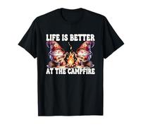 Funny Camper Gnomes Camping Life Is Better At The Campfire Maglietta