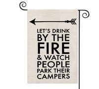Funny Camping Gift Let's Drink By The Fire Camp Themed Garden Flag for