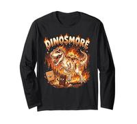 Funny Camping Smores T-Rex Dinosaur Campfire S'Mores Joke Maglia a Manica