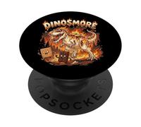 Funny Camping Smores T-Rex Dinosaur Campfire S'mores Joke PopSockets PopGrip Adesivo