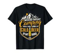 Funny Camping Weekend Previsioni 100% Chance Beer Camper Mens Maglietta