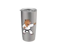 Funny Capybara doing Karate Samurai Ninja Capybara Bicchiere termico in acciaio inox doppia parete
