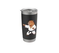 Funny Capybara doing Karate Samurai Ninja Capybara Bicchiere termico in acciaio inox doppia parete