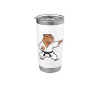 Funny Capybara doing Karate Samurai Ninja Capybara Bicchiere termico in acciaio inox doppia parete