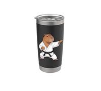 Funny Capybara doing Karate Samurai Ninja Capybara Bicchiere termico in acciaio inox doppia parete
